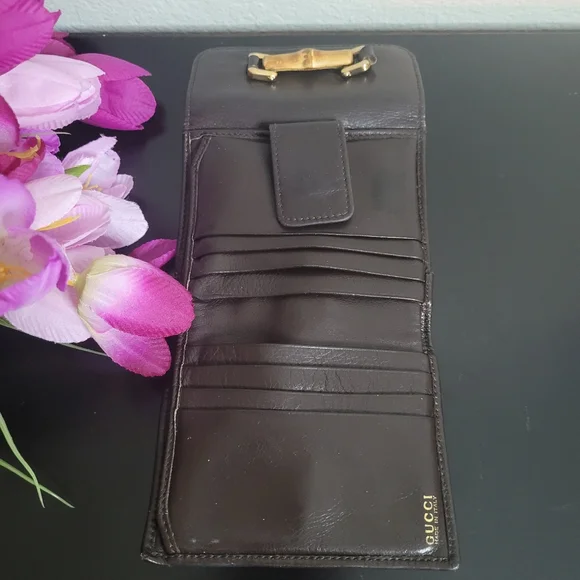 Gucci Vintage bamboo leather wallet - Picture 11 of 16